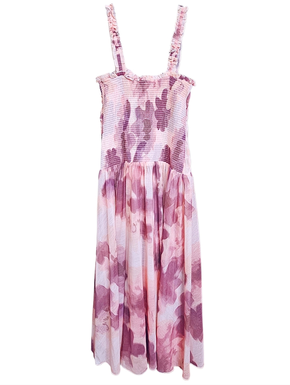 Free People x Revolve Tessa Smocked Midi Dress in Soft Combo Watercolor S NWOT - Picture 5 of 7